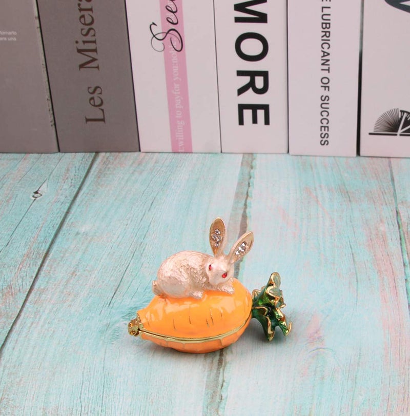 SEVENBEES Hand Painted Rabbit Figurine Enamel Hinged Jewelry Trinket Box - Image 4